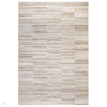 Anders AN08 Modern Abstract Linear Stripe Block Distressed Space-Dyed Shimmer Soft Raised Textured Low Profile Short Pile Polyblend Ivory/Beige/Golden Sand/Taupe Rug-Asiatic Carpets-Rug Love - The Most Loved Rug Store